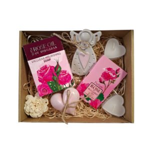 Rózsakert kézműves ajándékcsomag rózsás szappannal és parfümmel – VITALUX kis ajándékbox nőknek