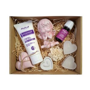 Csend Kapuja levendulás ajándékcsomag illóolajjal és aromakővel – VITALUX kézműves wellness box nőknek