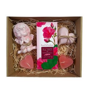 Rózsaünnep ajándékcsomag 25ml-es bolgár rózsás parfümmel és kézműves díszekkel – VITALUX elegáns női box