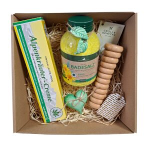 Kenderolaj alapú természetes wellness csomag – testápoló, krém és regeneráló termékek díszdobozban